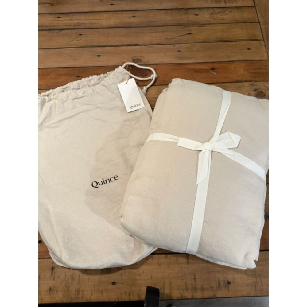 Quince European Linen Sheet 4 pc Set Queen Sand $184 Retail NWT